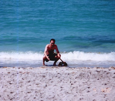 Mike looking for shark's teeth