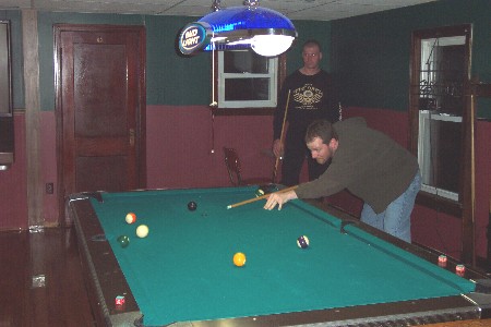 Mike, Troy playing pool